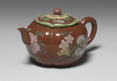 图片[3]-Yixing begonia-style teapot with symbols of longevity in painted enamels, Qing dynasty, Kangxi reign (1662-1722)-China Archive